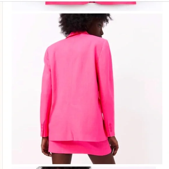 NWT GORGEOUS ZARA STRAIGHT BLAZER WITH POCKETS Fuchsia size S Blogger Favorite - Picture 5 of 16